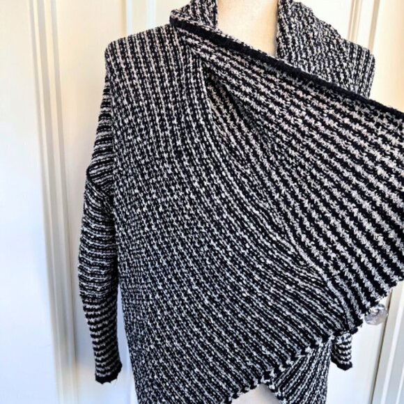 FREE PEOPLE Chunky Knit Open Front Black & White Cardigan Size S - Picture 6 of 16